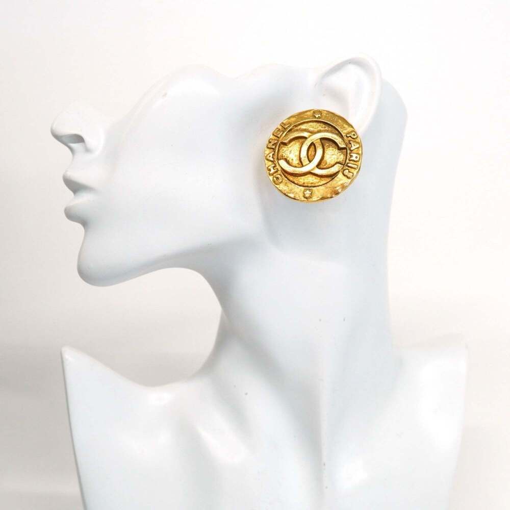 CHANEL Gold Logo Earrings - Picture 5 of 7